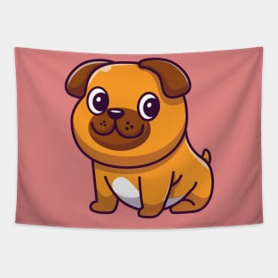 Cute Dog Sitting Cartoon Tapestry