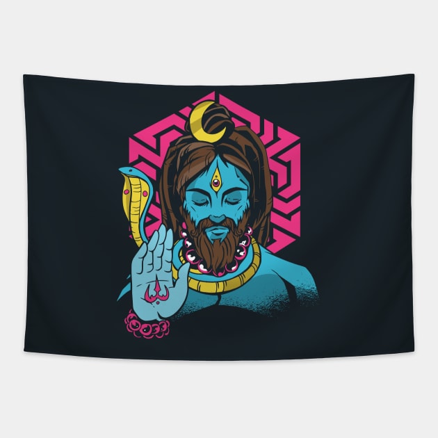 Lord Shiva Illustration Tapestry by SLAG_Creative