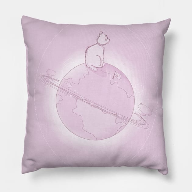 Cat planet Pillow by moonlitdoodl