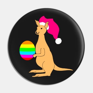 Cute Easter Kangaroo with Rainbow Easter Egg Pin