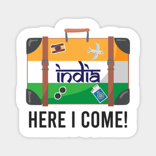 India Here I Come. India Travel India Flag Suitcase Design Magnet