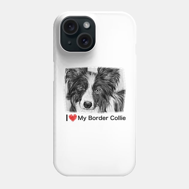 Border Collie Stare Phone Case by BHDigitalArt