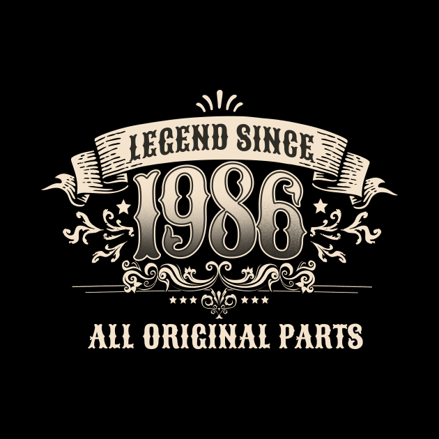 Retro Vintage Birthday Legend since 1986 All Original Parts by star trek fanart and more