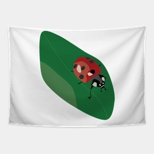 Ladybug walking on a leaf Tapestry