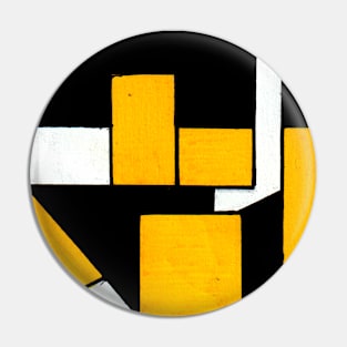 Yellow Black White Geometric Abstract Acrylic Painting Pin