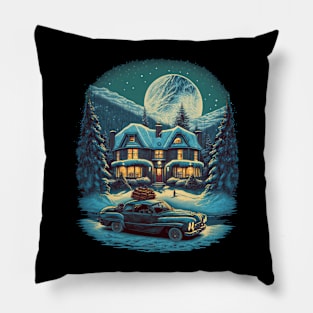 Christmas Vacation Poster Art Car Parked Front House In The Snow Pillow