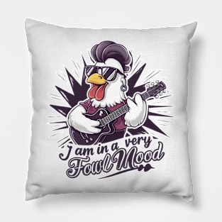 Rockin Rooster: Fowl Mood Guitarist Pillow