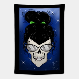 Adorable Gothic Vampire Skull With Glasses Tapestry