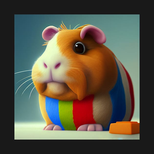 Funny  Guinea Pig in a Striped Sweater by kansaikate