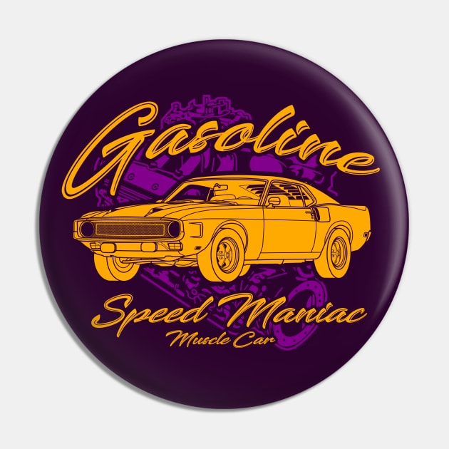 Gasoline Speed Maniac Muscle Car Pin by Drumsartco