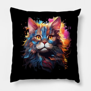 British Shorthair Rainbow Pillow