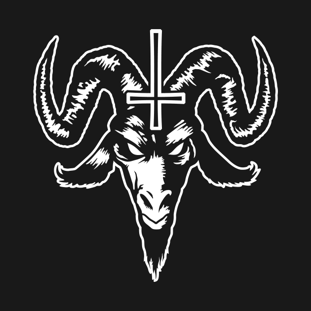 Satanic Goat Head with Cross (white) by Mystic-Land