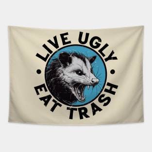 Live Ugly Eat Trash / Vintage Opossum Design Tapestry