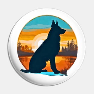 German Shepherd Vintage Sunset Pin