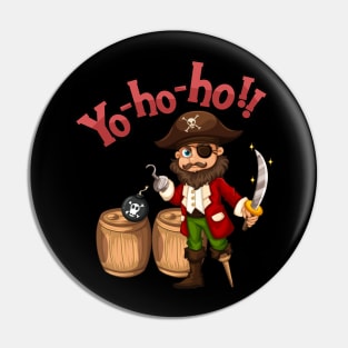 Captain hook cartoon character with yo-ho-ho speech Pin