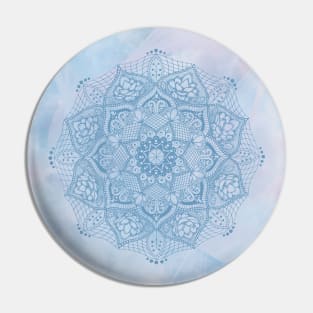 Blue Lotus Blossom Flower Mandala Pin