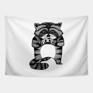 Raccoon Gamer Tapestry