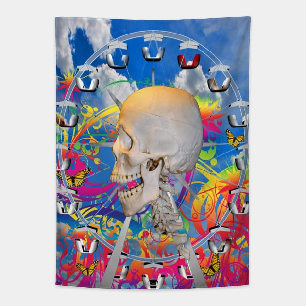 Fairground Skull Tapestry by icarusismartdesigns