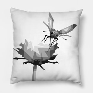 bee flower pop art grayscale Pillow