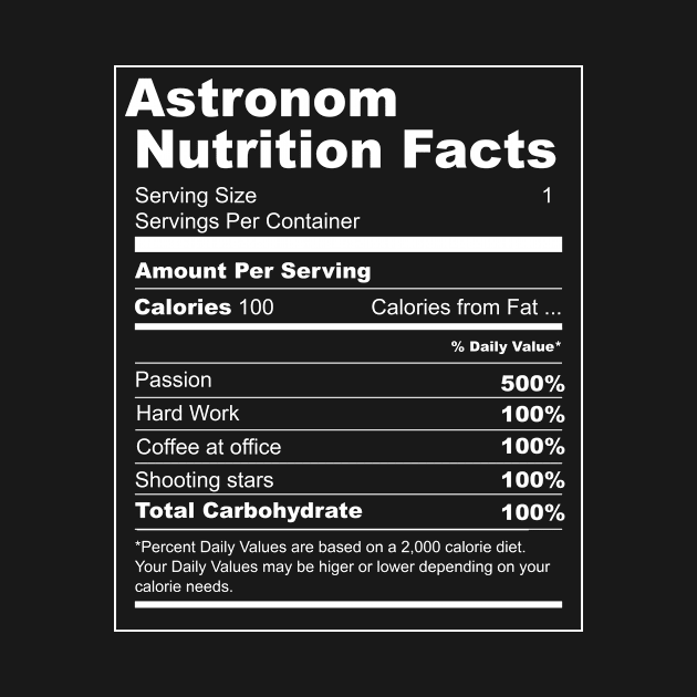 Funny Astronom Gift Nutrition Facts by dconciente