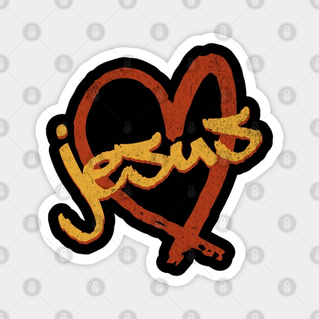 I Love Jesus Vintage 80's & 90's Dijon and Orange Magnet by Family journey with God