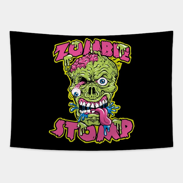 Zombie Stomp Halloween Tapestry by BOEC Gear