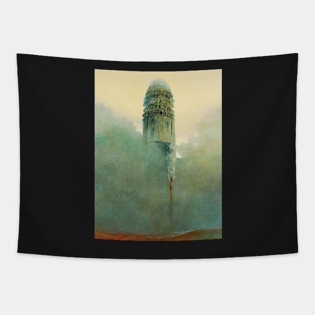 Beksinski - Architectures in paintings Tapestry by QualityArtFirst