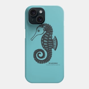 Seahorse with Common and Scientific Names - cool sea animal design Phone Case