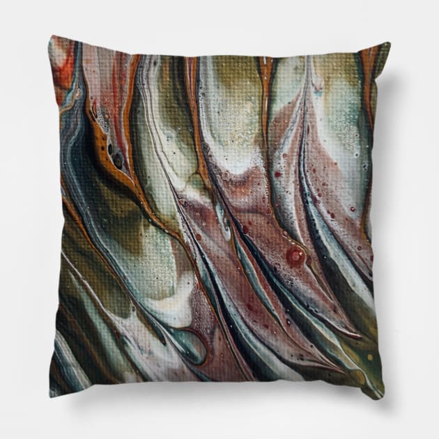 Acrylic abstract pouring paint Pillow by baksuart