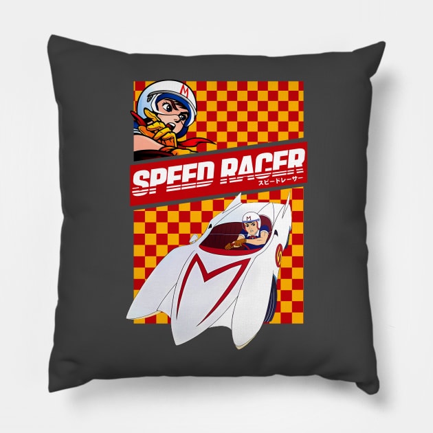 Speed Racer - Anime Japan Cars Vintage Pillow by Grindbising