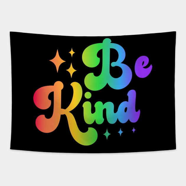 Be Kind - Colorful Typography Inspirational Design Tapestry by NotUrOrdinaryDesign