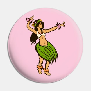 Retro Hawaiian Hula Dancer Cartoon Pin