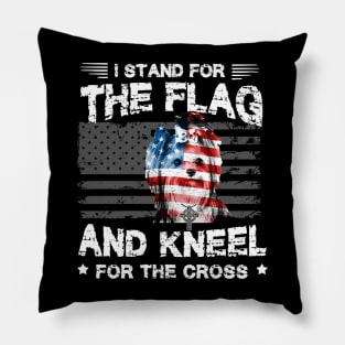 Yorkie Dog Stand For The Flag Kneel For Fallen Pillow