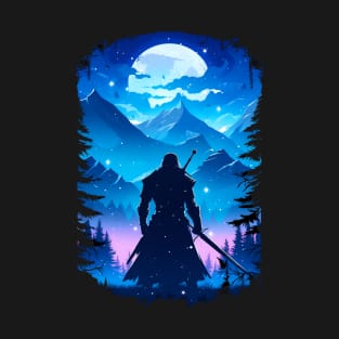 Lone Warrior on a Mystical Night - Witcher T-Shirt