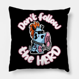 Don’t Follow the Herd! Funny Cows Pillow