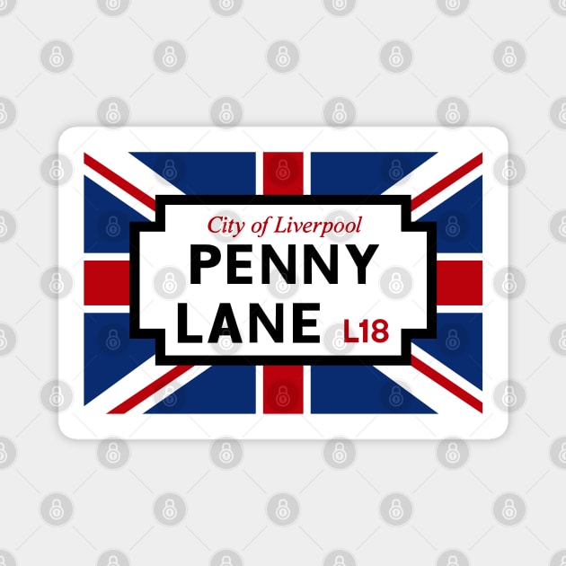 Penny Lane Street Sign and Union Jack Flag Magnet by TwistedCharm
