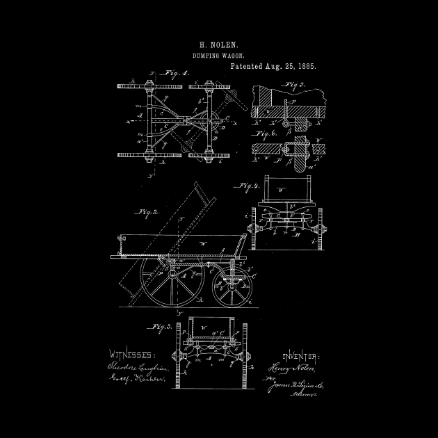 Dumping Wagon Vintage Patent Hand Drawing by TheYoungDesigns