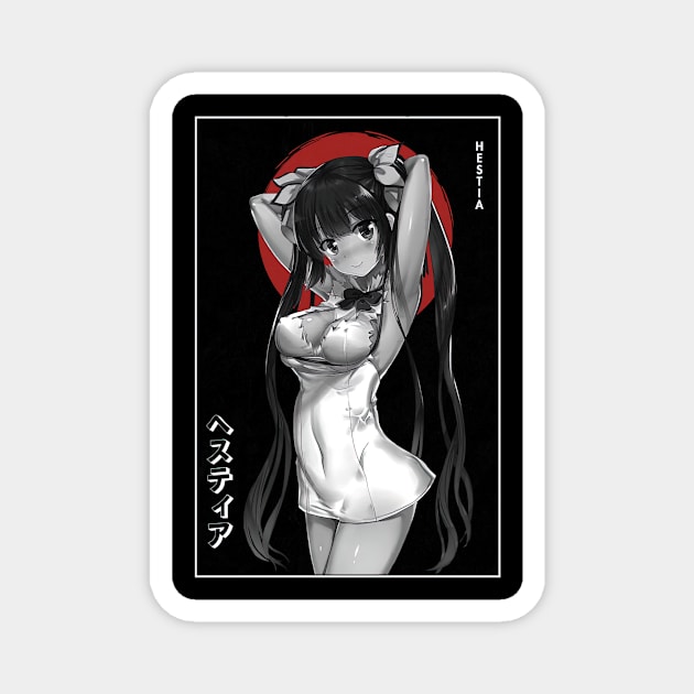 Hestia Simple Black Red And White Magnet by TaivalkonAriel