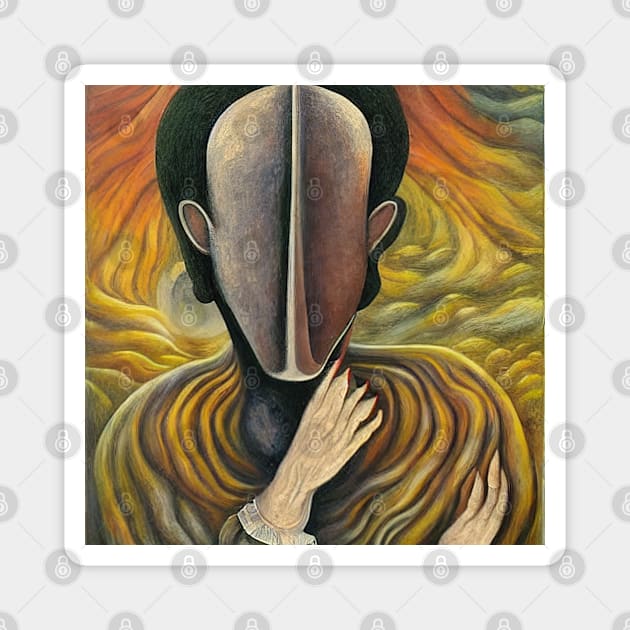 Surreal portrait without a face Magnet by Alekxemko