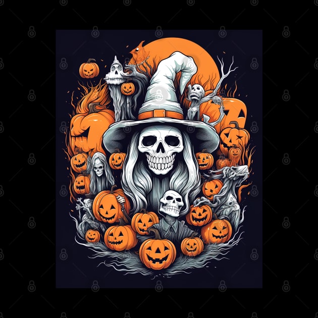 scary witch with pumpkins by Maverick Media