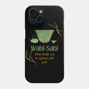 Kintsugi art and Wabi sabi quote: what breaks can be repaired with gold Phone Case