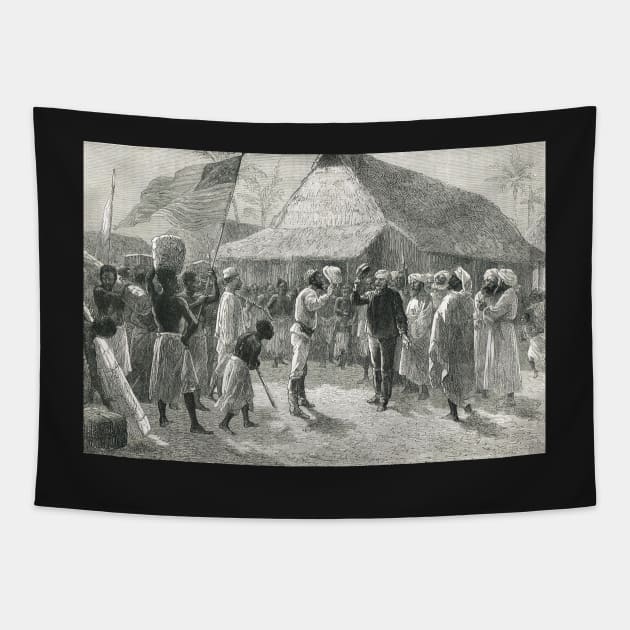 Meeting of Stanley & Dr Livingstone 1871 Tapestry by artfromthepast