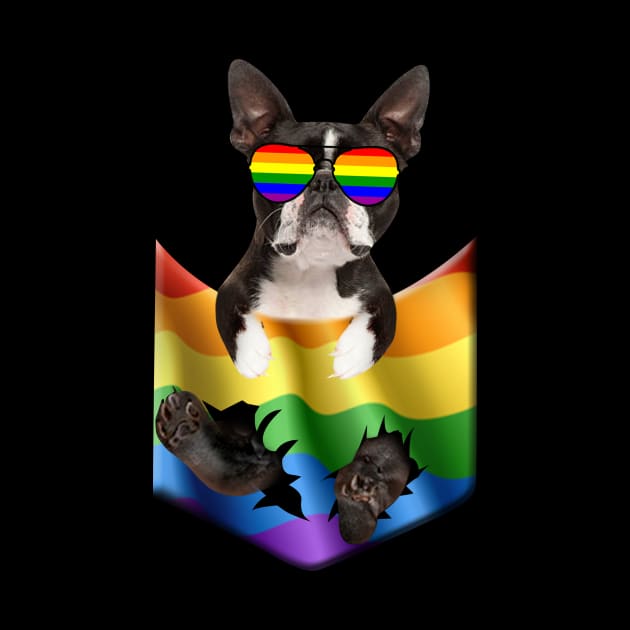 Boston terrier In Pocket LGBT Pride Flag For Dog Lovers by Terryeare