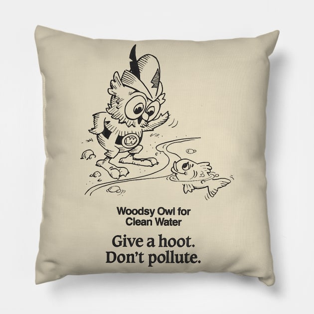 Woodsy Owl Give a Hoot. Don't Pollute. Pillow by scohoe