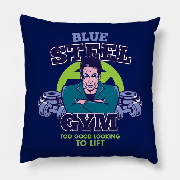 Blue Steel Gym Pillow by FOUREYEDESIGN