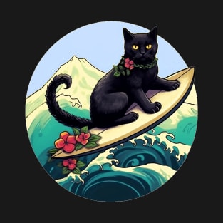 Black Cat Serious Surf T-Shirt