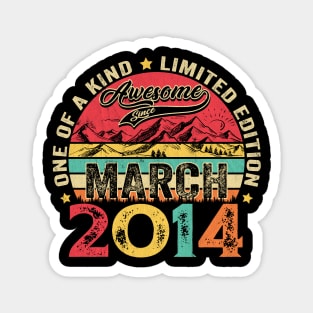 10 Years Old Awesome Since March 2014 10th Birthday Magnet