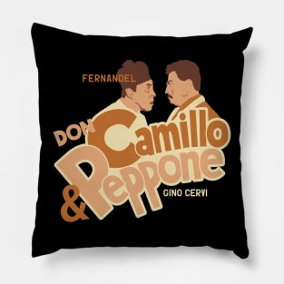 Don Camillo and Peppone Illustration - Fernandel Pillow