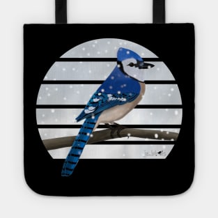 Blue Jay Winter Snow Bird Watching Birding Ornithologist Gift Tote