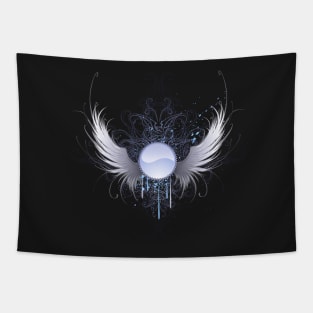 Round Banner with Angel Wings ( White Wings ) Tapestry